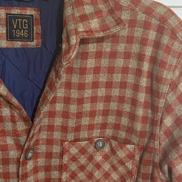 Vintage 1946 Red & Khaki‎ Plaid Rugged Shirt with Quilted Lining - Picture 5 of 6